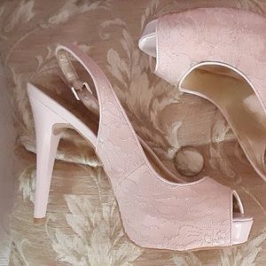 Guess Pink Lace Slingback Pumps